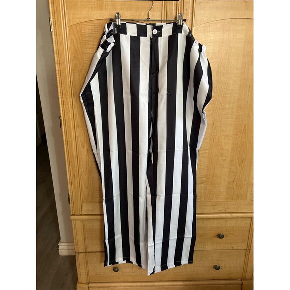 Black & White Striped Suit XXL With Shirt & Tie Two-Piece Set Button-Up Jacket E - Picture 7 of 11